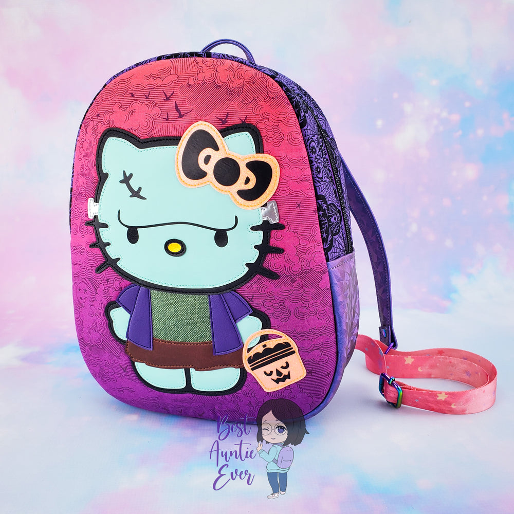 *Ready To Ship* Glow-In-The-Dark Franken-kitty Adult Slim Backpack